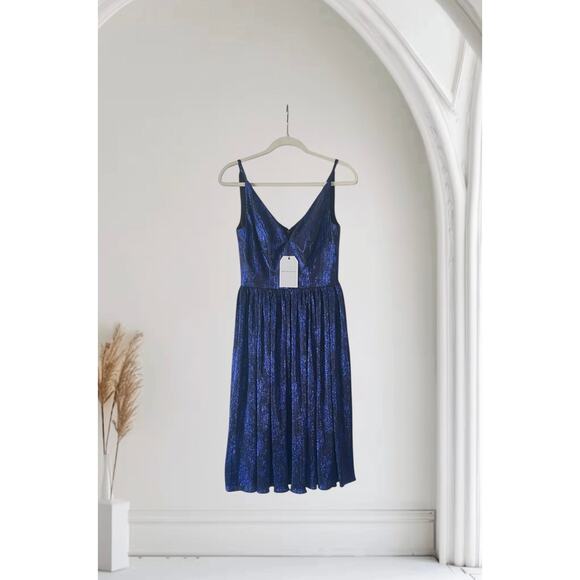 NWT Population Haley Metallic Fit & Flare Dress Small - Picture 1 of 10